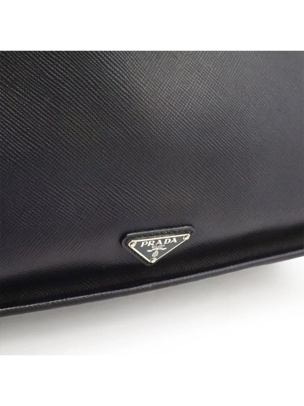 Prada Triangle Logo Saffiano Tote 2-Way Shoulder Bag Crossbody Leather Navy